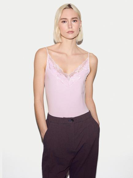 Jigsaw Modal Lace Camisole, Whisper Pink, Whisper Pink