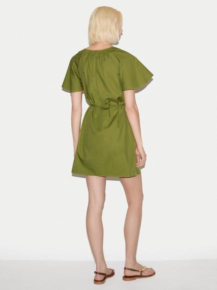 Jigsaw Cotton Blend Fit and Flare Mini Dress, Green - view 2, Green
