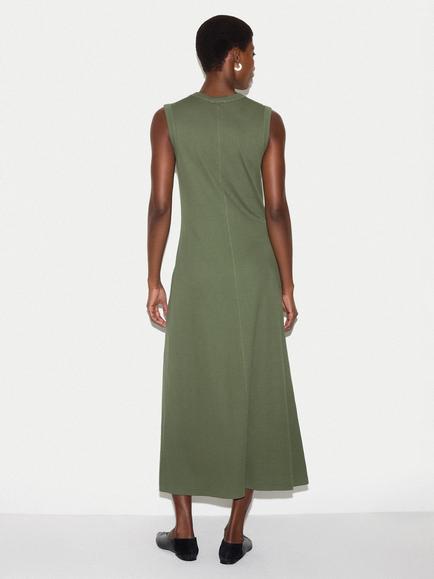 Jigsaw Ribbed Button Sleeveless Dress - view 2, Khaki