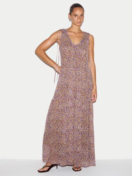 Jigsaw Ditsy Floral U Neck Maxi Dress, Purple, Purple