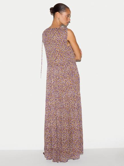 Jigsaw Ditsy Floral U Neck Maxi Dress, Purple - view 2, Purple