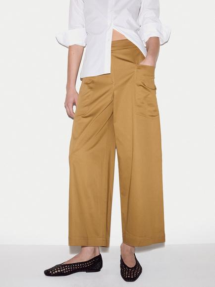Jigsaw Cotton Rich High Waisted Trousers, Brown, Brown