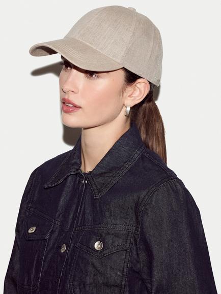 Jigsaw Linen Baseball Cap, Natural - view 2, Natural