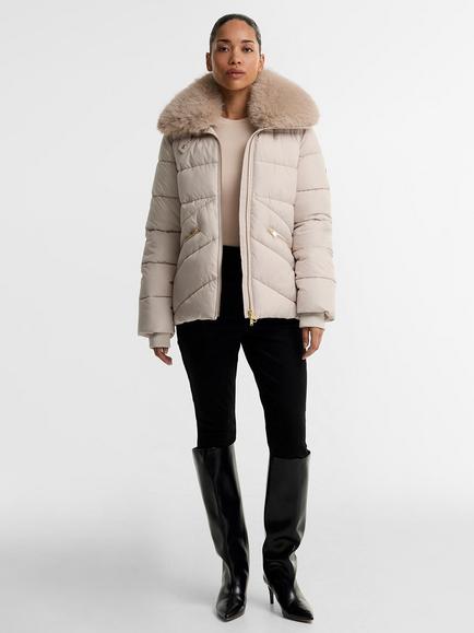 Barbour International Cyrus Faux Fur Collar Puffer Jacket - view 2, Moonbeam
