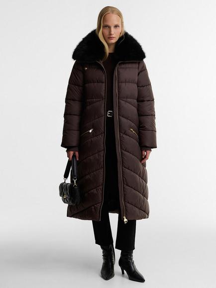 Barbour International Cyrus Longline Puffer Jacket, Truffle, Truffle