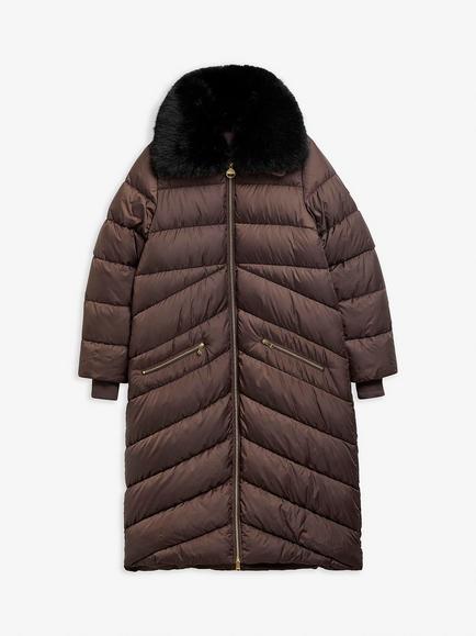 Barbour International Cyrus Longline Puffer Jacket, Truffle - view 2, Truffle