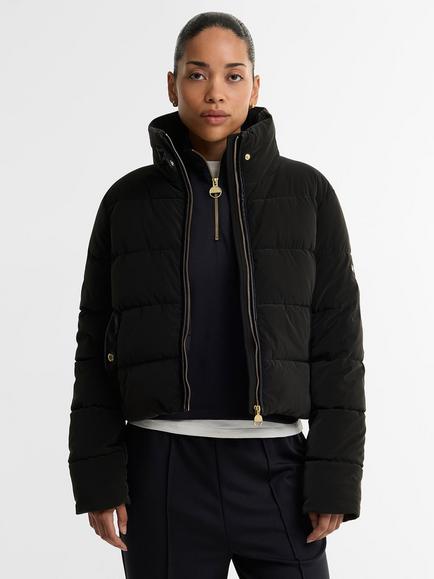 Barbour International Halina Faux Velvet Puffer Jacket, Black, Black