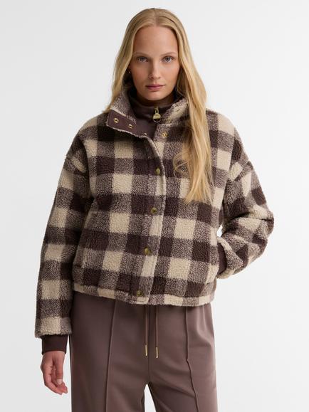 Barbour International Amaya Check Fleece, Brown/Cream, Brown/Cream
