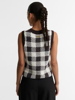 Barbour International Amaya Check Knitted Vest, Truffle Multi - view 2, Truffle Multi