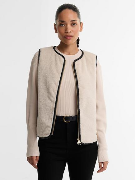 Barbour International Oulton Faux Fur Liner, Light Stone/Black, Lt Stone/Black