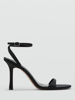 Mango Ankle Strap Stiletto Heel Sandals, Black, Black