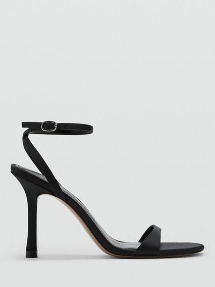 Mango Ankle Strap Stiletto Heel Sandals, Black, Black