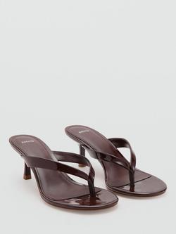 Mango Stiletto Heel Strappy Sandals - view 2, Chocolate