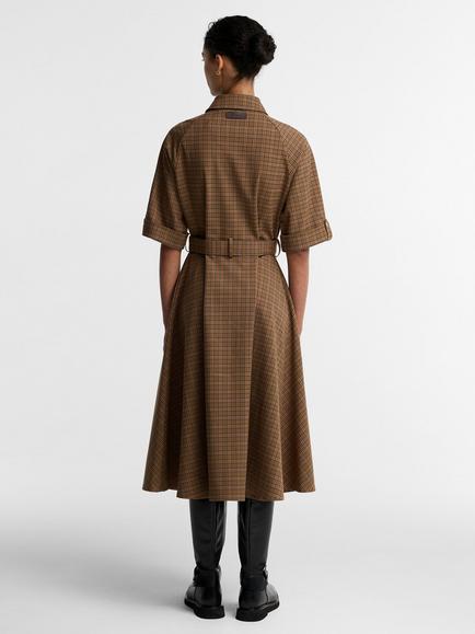 Barbour Carville Short Sleeve Tartan Midi Dress, Brown/Multi - view 2, Brown Multi