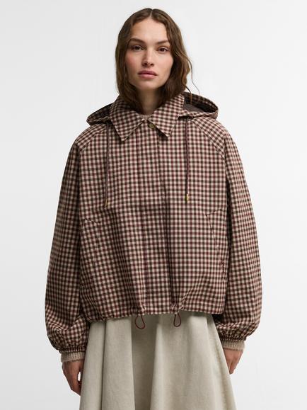 Barbour Audrey Showerproof Bomber Jacket, Cranberry/Multi