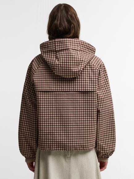 Barbour Audrey Showerproof Bomber Jacket - view 2, Cranberry/Multi