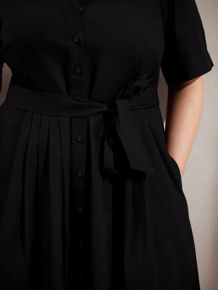 Live Unlimited Curve Cotton Poplin Short Sleeve Shirt Dress, Black - view 2, Black