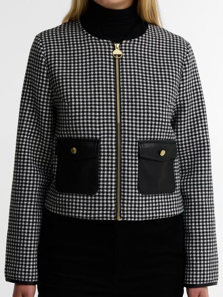 Barbour International Halina Gingham Cropped Jacket, Multi - view 2, Multi