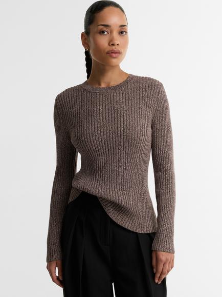 Barbour International Varano Rib-Knit Jumper, Truffle Multi, Truffle Multi