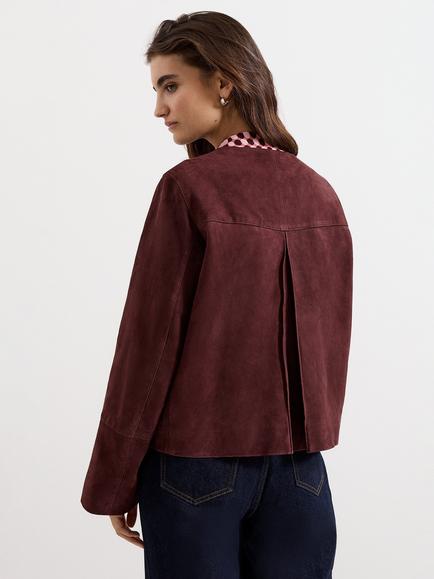 Phase Eight Madison Suede Leather Jacket, Burgundy - view 2, Burgundy