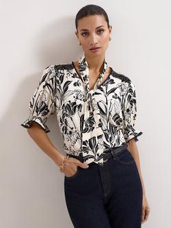 Phase Eight Aisra Lace Blouse Top, Black/Ivory, Black/Ivory