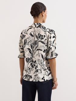 Phase Eight Aisra Lace Blouse Top, Black/Ivory - view 2, Black/Ivory
