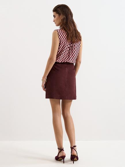 Phase Eight Roselle Suede Skirt, Burgundy - view 2, Burgundy