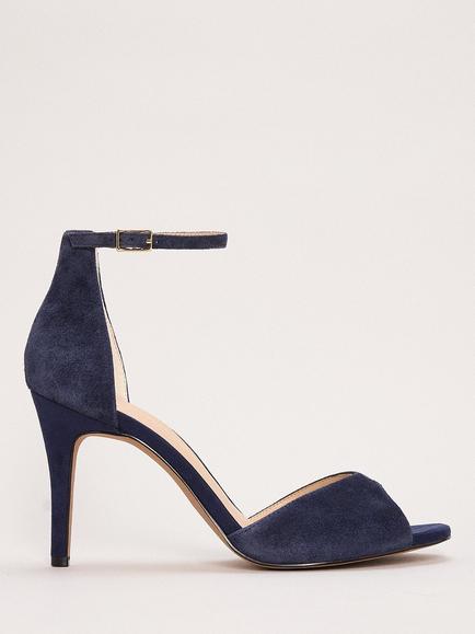 Phase Eight Peep Toe Suede Heeled Sandals, Navy, Navy