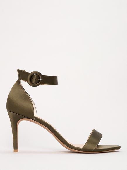 Phase Eight Satin Strap Women's Heeled Shoes, Dark Green, Dark Green