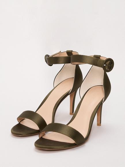 Phase Eight Satin Strap Women's Heeled Shoes, Dark Green - view 2, Dark Green