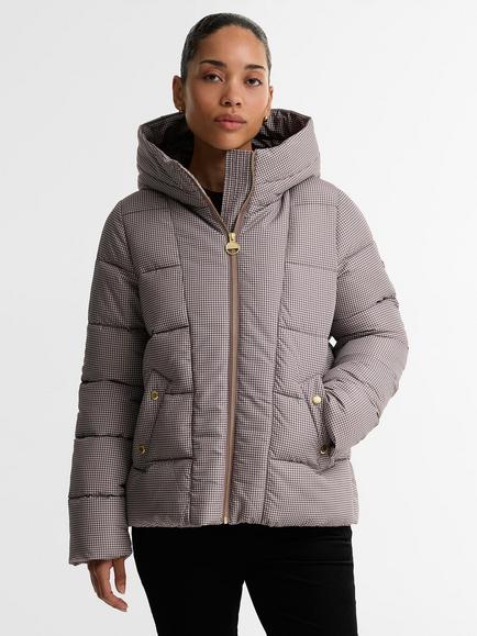 Barbour International Check Print Brantley Puffer Jacket, Truffle North Check, Truffle North Chec