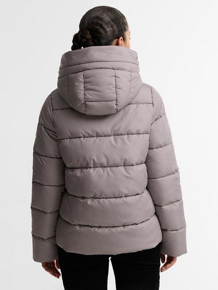 Barbour International Check Print Brantley Puffer Jacket, Truffle North Check - view 2, Truffle North Chec