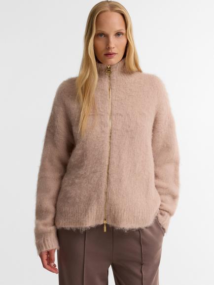 Barbour International Ramona Knit Zip Up Jacket, Nutmeg, Nutmeg