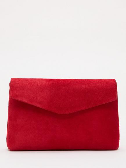 Phase Eight Suede Clutch Bag, Red, Red