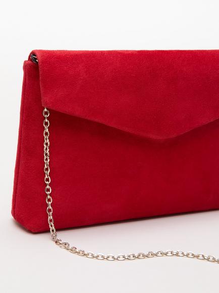 Phase Eight Suede Clutch Bag, Red - view 2, Red
