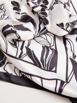 Phase Eight Floral Print Square Scarf, Black/Ivory - view 2, Black/Ivory