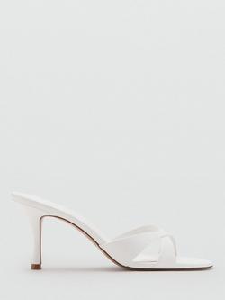 Mango Sculptural Criss Cross Heeled Sandals, White, White