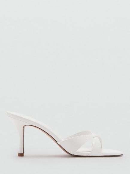Mango Sculptural Criss Cross Heeled Sandals, White, White