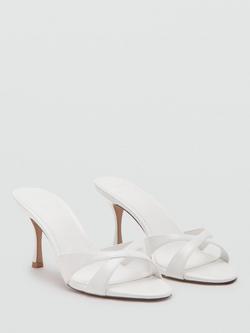 Mango Sculptural Criss Cross Heeled Sandals, White - view 2, White