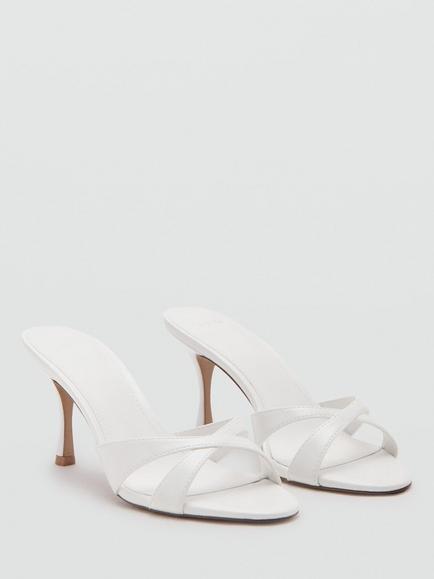 Mango Sculptural Criss Cross Heeled Sandals, White - view 2, White