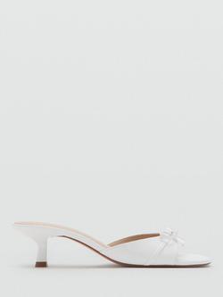 Mango Sculptural Kitten Heel Bow Sandals, White, White