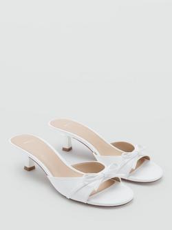 Mango Sculptural Kitten Heel Bow Sandals, White - view 2, White