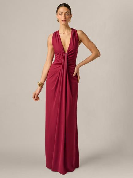 Adrianna By Adrianna Papell Artisan Jersey A Line Ruched Dress, Crimson Haze, Crimson Haze