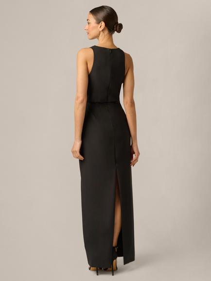 Adrianna By Adrianna Papell Crepe and Lace Pencil Maxi Dress, Black - view 2, Black