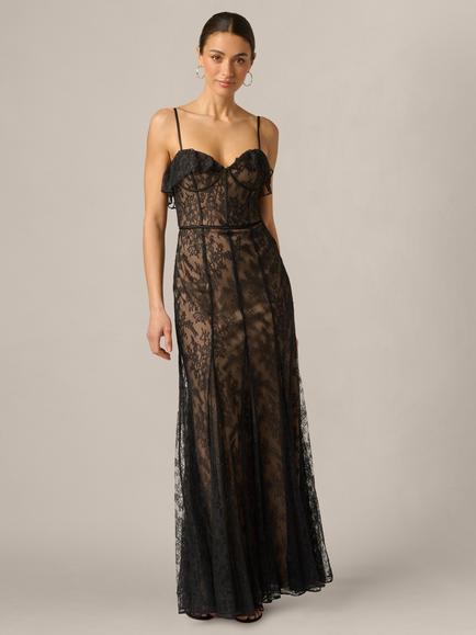 Adrianna By Adrianna Papell Lace Mermaid Maxi Dress, Black, Black