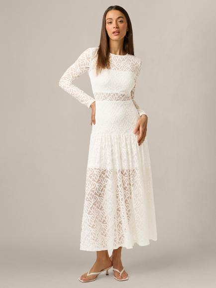 Adrianna By Adrianna Papell Lace A-Line Midi Dress, Ivory, Ivory