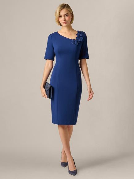 Adrianna Papell Petite 3D Floral Crepe Sheath Dress - view 2, Navy Sateen