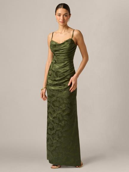 Adrianna By Adrianna Papell Woven Jacquard Dress, Dark Olive, Dark Olive