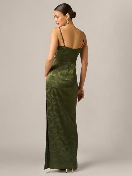 Adrianna By Adrianna Papell Woven Jacquard Dress, Dark Olive - view 2, Dark Olive