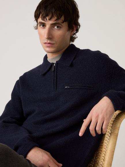 Levi's Boulder Zip Neck Sweatshirt, Navy Novelty Stitch - view 2, Navy Novelty Stitch